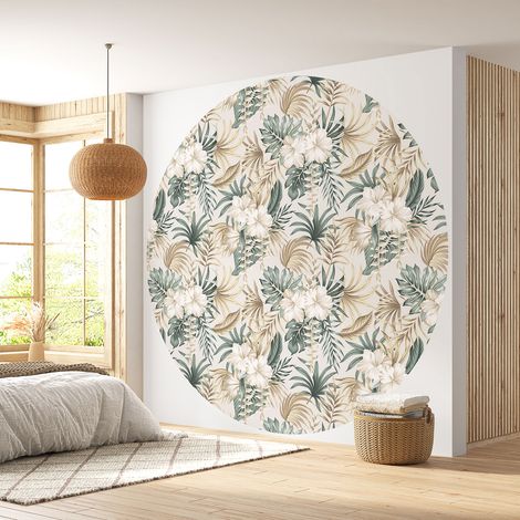 Papier peint rond / cercle - Motif botanique - 237 - Diamètre 50 cm (1/4)