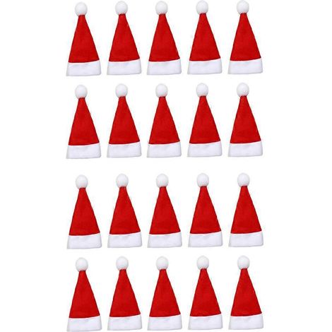 48 mini couvre-bouteilles, couvercles de tasses, emporte-pièces et fourchettes en forme de chapeau de Père Noël-12X6CM-Red