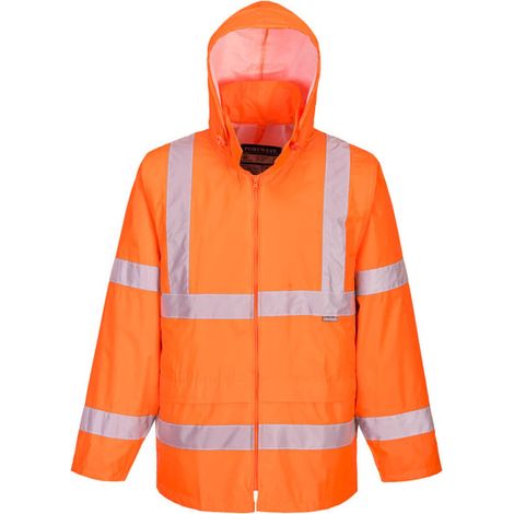 Chubasquero de alta visibilidad impermeable poliéster y PVC con capucha PORTWEST H440 XXXL Naranja