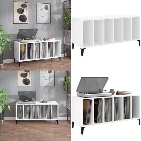 Armoire à disques blanc 100x38x48 cm bois d'ingénierie - Meuble À Disques - Armoire Vinyle - Rangement Musique - Étagère Disque - Support Tourne-disque - Home & Living (1/5)
