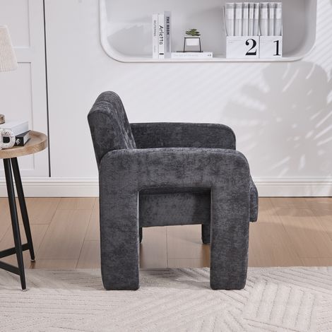 Sillón chenille gris acolchado para salón y lectura OKMYHOME (1/5)