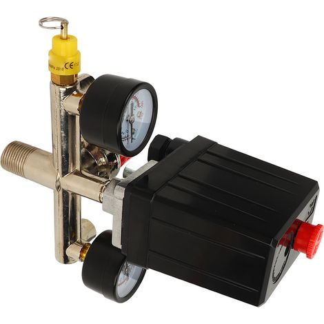 Pressostat de compresseur d'air à double régulateur, vanne de contrôle de pression automatique, port américain, 0-12 bar, 0-180 psi (1/5)