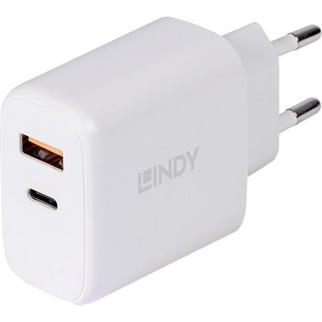 LINDY 30W USB Type A & C Charger USB Ladegerät 30 W 1x USB-A, 1x USB-C® Weiß Innenbereich (1/5)