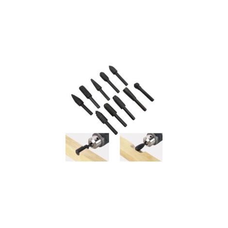 Bois Râpe Râpe Set de limes 10 pièces Bois Tige Kit de fraisage Foret Perceuse Outils Sculpture sur bois Ponceuse Roue Ponceuse Cône Foret de Torsion de Tiges Pour Outils Rotatifs