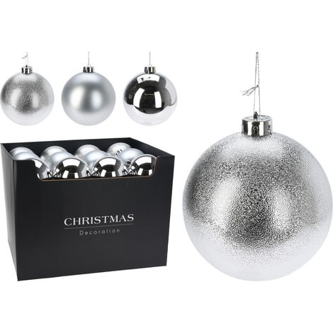 pallina di natale Opaca Natalizia Argento 12cm modello assortito