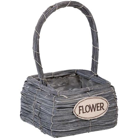 Cesta de mimbre gris 17x17x28 (1/4)