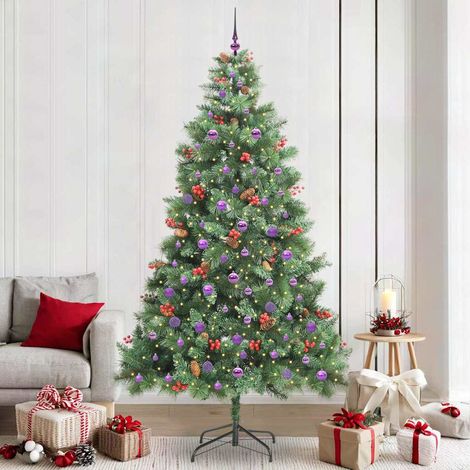 Sapin de Noël Artificiel Lumineux LED avec Boules Décoratives PVC Métal Vert 240 cm, 15.02kg - PANGIVO (1/5)