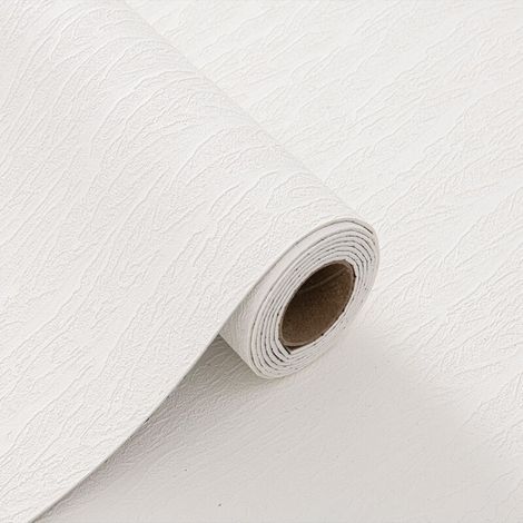 Papier peint 3D effet ondulation blanc adhésif épais – Dimensions 60 cm x 2,8 m – Imperméable et lavable – Style jardin doux – Ideko