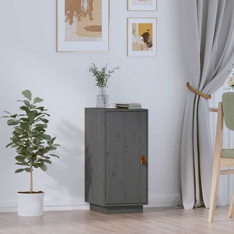Buffet - Armoire de rangement Enfilade Gris 34x40x75 cm Bois massif de pin BV570088 - BonneVie (1/5)