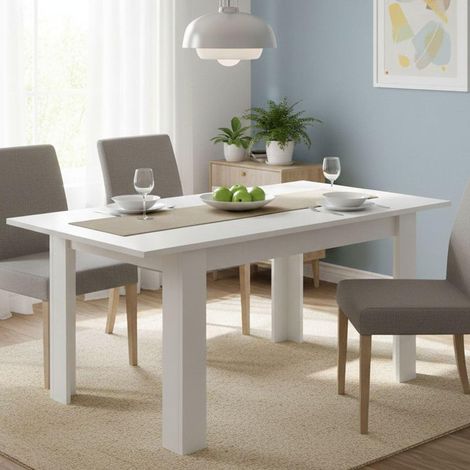 Table Extensible Caladora, Console Extensible Multi-Positions, Table à Manger avec rallonge, 140/190x90h77 cm, Blanc (1/5)