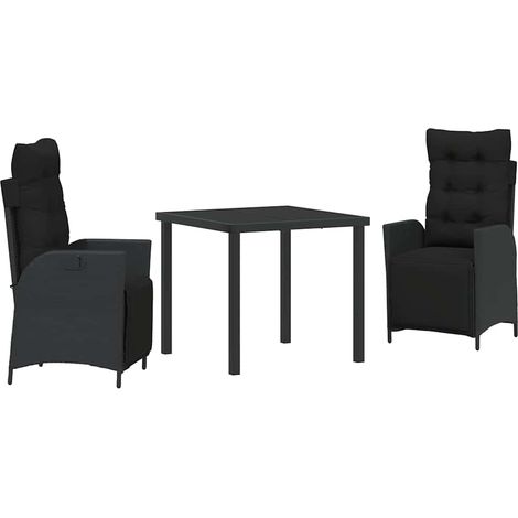 Maison Exclusive - Conjunto de Comedor de Jardín 3 uds. Negro rat (1/5)