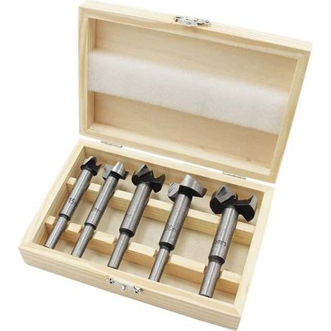 CSPARKV Set of 5 Wood Shaping Drill Bits Diameters 15/20/25/30/35 mm - Steel Countersink Drill Bits for Making Clean Flat Bottom Holes in Wood