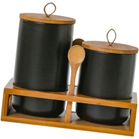 2x Botes de cuisine hermétiques en céramique, bocaux polyvalents pour café, thé, sucre, biscuits et autres gourmandises (1/5)