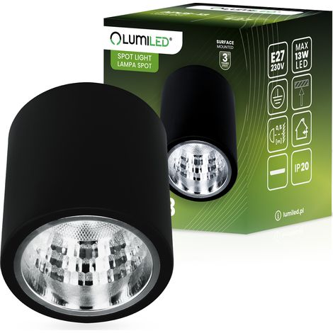 Plafonnier rond fixe en saillie APUS 13 Spot TUBA Noir E27 (1/5)