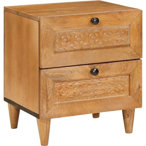 vidaXL Comodino Marrone chiaro 40 x 33 x 46 cm legno massello di mango (1/5)