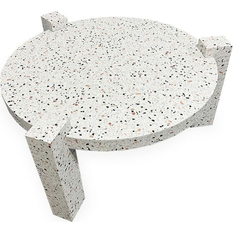 Table Basse Effet Terrazzo "Terry" 84cm Gris Clair (1/5)