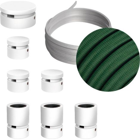 Sistema Filé Linear Kit - con cavo di 5 m per catenaria e 7 componenti in legno verniciato bianco per interni
