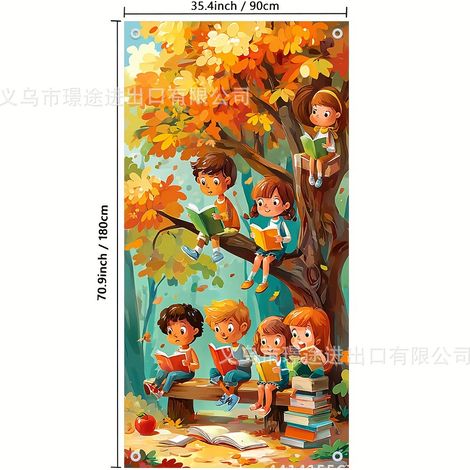 Décoration de porte citrouille pour Thanksgiving 2026, rideau, bannière en tissu pour une ambiance festive automnale et récolte - 90 x 180 cm (perforation + ruban) - QJ-13