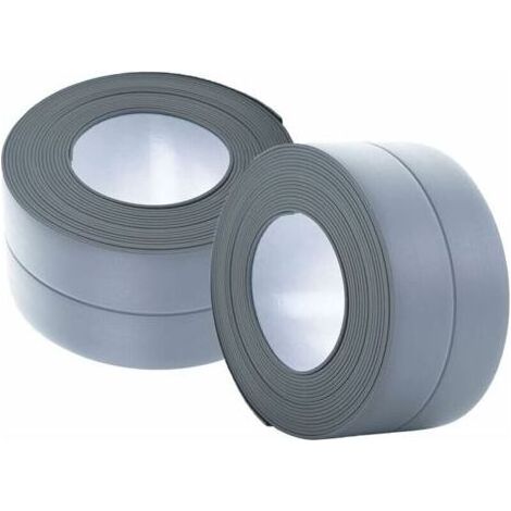 (2 pièces gris)Plinthe souple - Bande d'extrémité pour cuisine et salle de bain 22 mm 3,2 m, joint auto-adhésif, bande pliante flexible, joint d'étanchéité, anthracite (1/4)