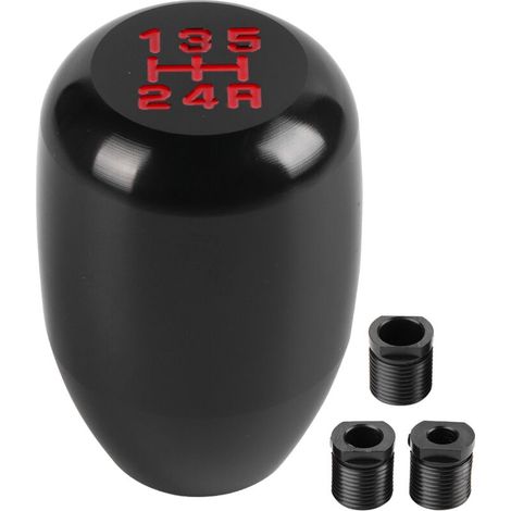 Pomo de palanca de cambios manual Crezuo de 5 velocidades con 3 adaptadores de 8/10/12 mm (negro)-Crezuo (1/4)