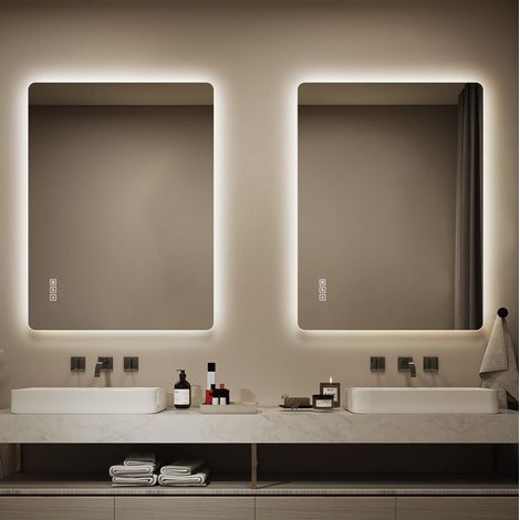 Specchio bagno LED antiappannamento dimmerabile OKMYHOME (1/5)