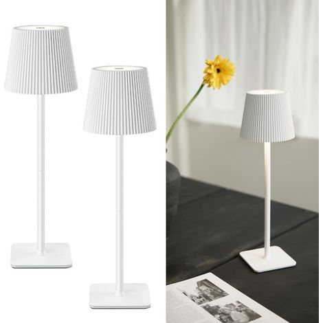 White Set of 2 Wireless LED Table Lamps, 5200mAh, Dimmable Bedside Lamps, Long-Lasting, IP54 Waterproof for Indoor and Outdoor Use, Bedroom, Office, Garden (1/5)
