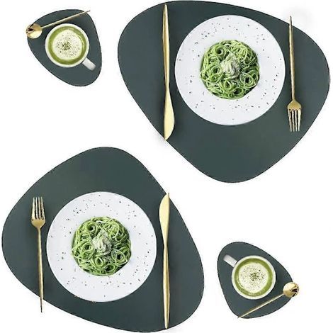 Tischsets und Untersetzer aus Leder im amerikanischen Stil, abwaschbare runde Tischsets, wasserdichte und hitzebeständige Kaffeesets. (1/4)