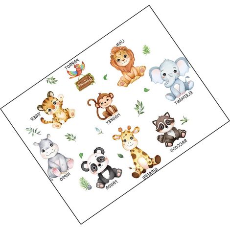Ensemble d autocollants muraux SUPVOX Animaux de la jungle (1/5)