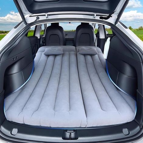 Colchón inflable para SUV, portátil para viajes, camping y actividades al aire libre - Grueso, cómodo y duradero para el maletero del coche (Gris)
