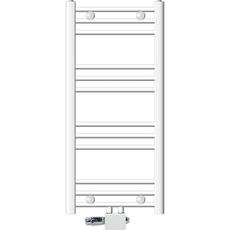 ECD Germany Radiatore Stella Bianco 400 x 800 mm con Termostato Attacco Centrale Connessione Universale Calorifero Riscaldamento da Bagno Termosifoni Set di Montaggio a Parete (1/5)