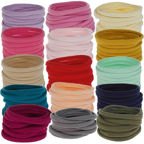 150 Pices Elastique Cheveux ,  Rsistants En Nylon Et Caoutchouc Pas De Mtal Attaches Cheveux Pour Femmes Hommes Et Enfants, Dark Couleur Alatoire (1/5)