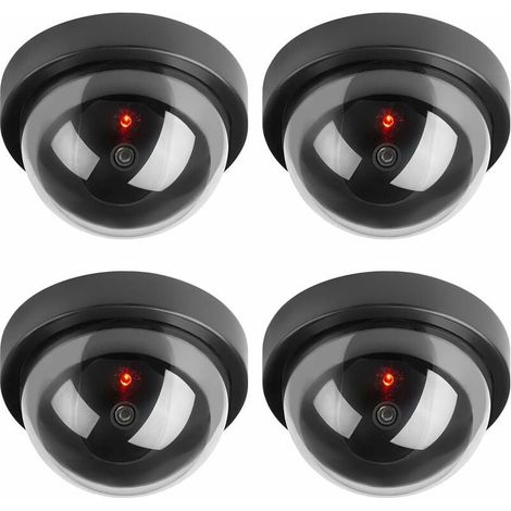 Caméras factices, Fausse de Sécurité Caméra Dôme CCTV avec LED Clignotant Lumière pour Les Entreprises Magasins Accueil, Usage Intérieur Extérieur (4 Pack) (1/5)