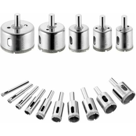 Set di 15 punte diamantate per trapano, seghe a tazza per acciaio al carbonio, per forare vetro, ceramica, porcellana, piastrelle, marmo, 6/8/10/12/14/16/18/20/22/25/28/30/35/40/50 mm