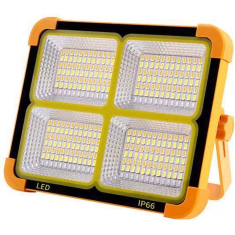 Lampe De Camping Solaire Rechargeable - Lampe D'Urgence Portative À LED 100 W Avec Batterie 12000 mAh Et Support - 4 Modes D'Éclairage - Pour Panne De Courant, Réparation Automobile, Chantier (1/5)