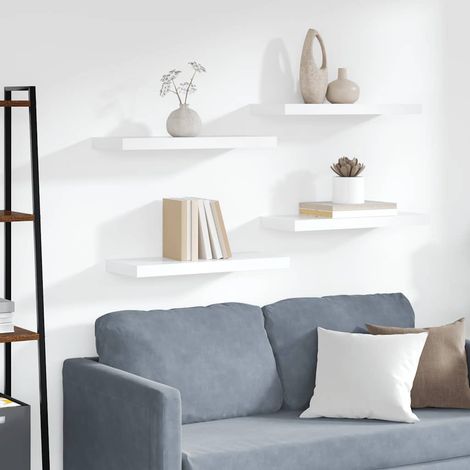 Wall Shelf Set of 4 White Honeycomb MDF, metal 60 cm vidaXL