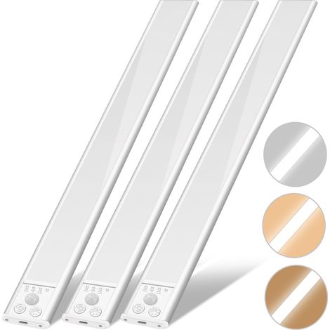 Set di 3 Luci LED Sottopensile – Lampade Sottopensile Magnetiche Wireless – Luci per Armadi Ricaricabili via USB – Per Cucine e Scale (20 cm)