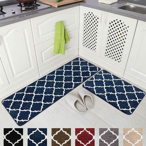 Ensemble de 2 tapis de cuisine rembourrés, anti-fatigue, imperméables et antidérapants pour un confort optimal à la maison, au bureau ou dans la buanderie. (1/5)