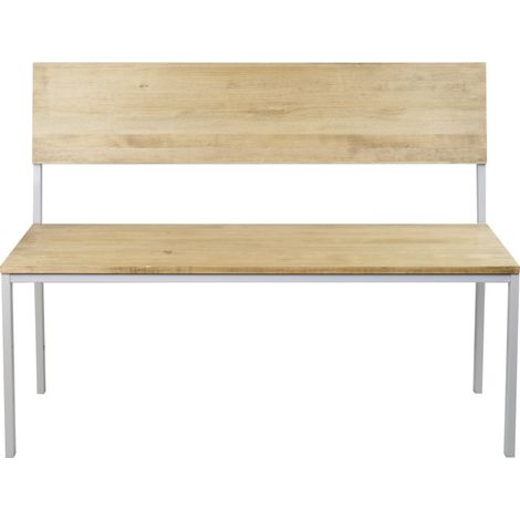 Banco iCub con respaldo 50x100x86cm Blanco en madera maciza de pino acabado natural estilo nórdico industrial Box Furniture