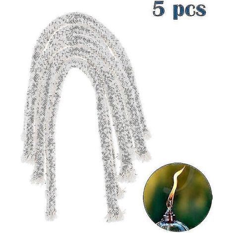 5 mèches en fibre de verre de 6 mm pour bougies à alcool ou kérosène, 15 cm (1/4)