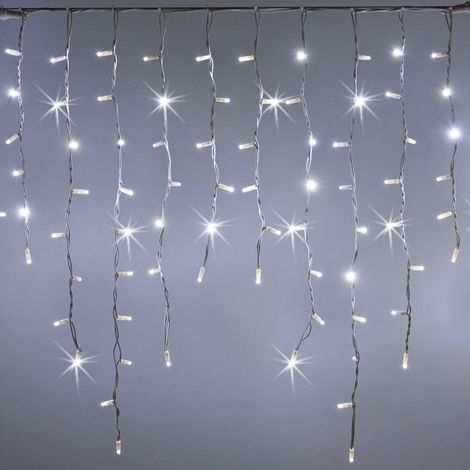Koem cascata di stalattiti tenda a pioggia 5x1 mt con 380 luci di Natale a Maxi Led Bianco Freddo con flash Bianco Ghiaccio IP65 professionale per esterno e interno Bianco Freddo 5x1 metri - 380 Maxil (1/5)