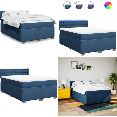 vidaXL Sommier à lattes de lit avec matelas Bleu 160x200 cm Tissu (1/5)