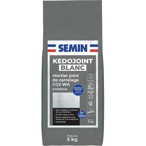 Joint en Poudre Blanc pour Carrelage Semin, Kedojoint Blanc, Intérieur, sac de 5 kg (1/5)