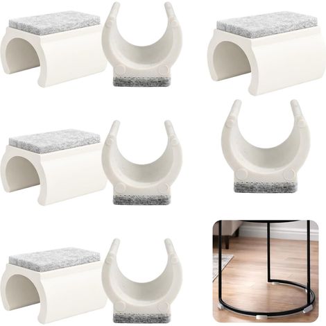 Lot de 16 Patins de Chaise Ø25 mm pour Chaises à Piètement Luge, Patins pour Meubles avec Feutre Antibruit, Tampon de Chaise en Plastique Noir pour Protection du Sol à la Maison et au Bureau