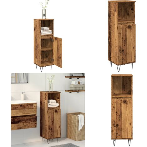 vidaXL Badschrank Altholz-Optik 30x30x100 cm Holzwerkstoff (1/5)