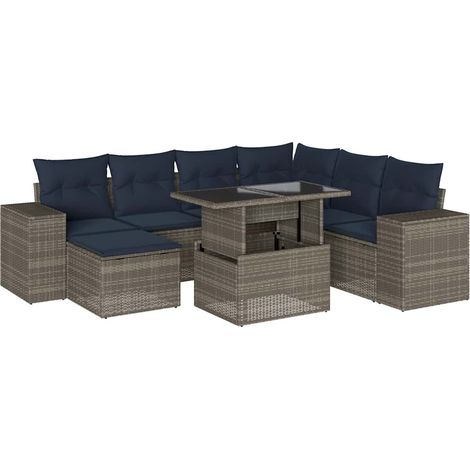 Maison Exclusive - Set Divani da Giardino 8 pz con Cuscini Grigio in Polyrattan (1/5)