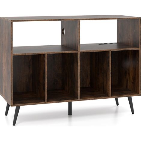 Turntable Stand With Charging Station, 4 Vinyl Shelves (1/2)