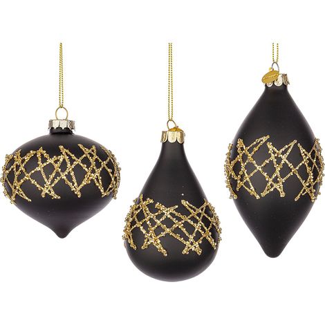 Pendagli vetro nero-oro EMBELLISH assortiti