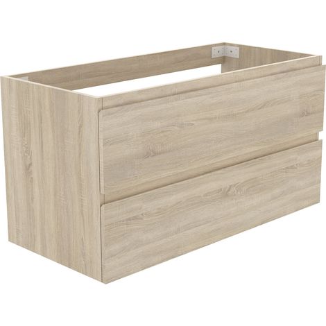 Aica Ensemble de meuble Salle de Bain Chêne 100cm, suspendu avec 2 tiroirs, sans compter vasque