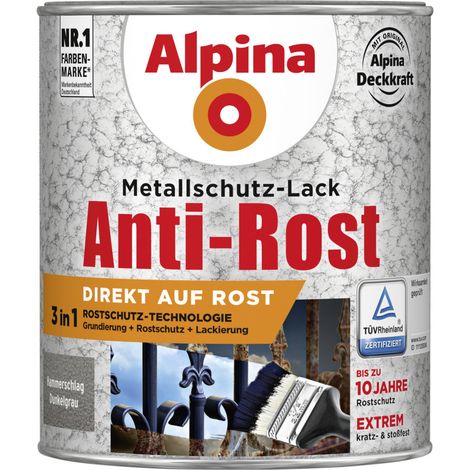 Alpina Metallschutz-Lack Hammerschlag 750 ml dunkelgrau Metallack Schutzlack (1/2)