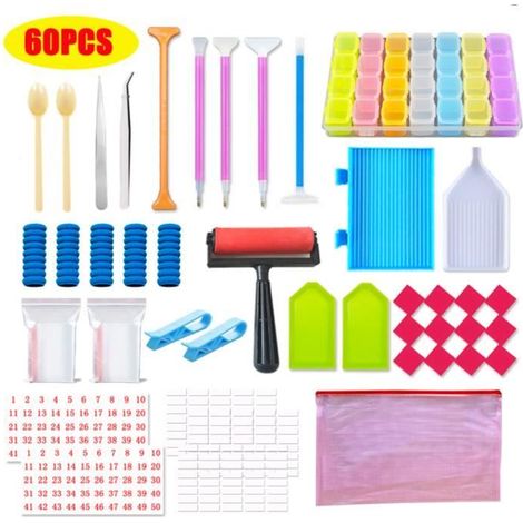 Kit Diamond Painting Accessoires Stylo Outils Kit Complet Diamant Painting Accessoire, 60 Pcs Broderie Diamant Accessoires (1/3)